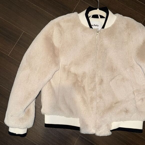 ENA PELLY Core Essential Faux Fur Bomber Jacket In Bone, 2 - Picture 8 of 9